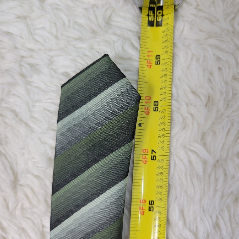 John Ashford Striped Necktie Men Shades of Green & Gray Polyester Earthy Natural - Picture 8 of 8
